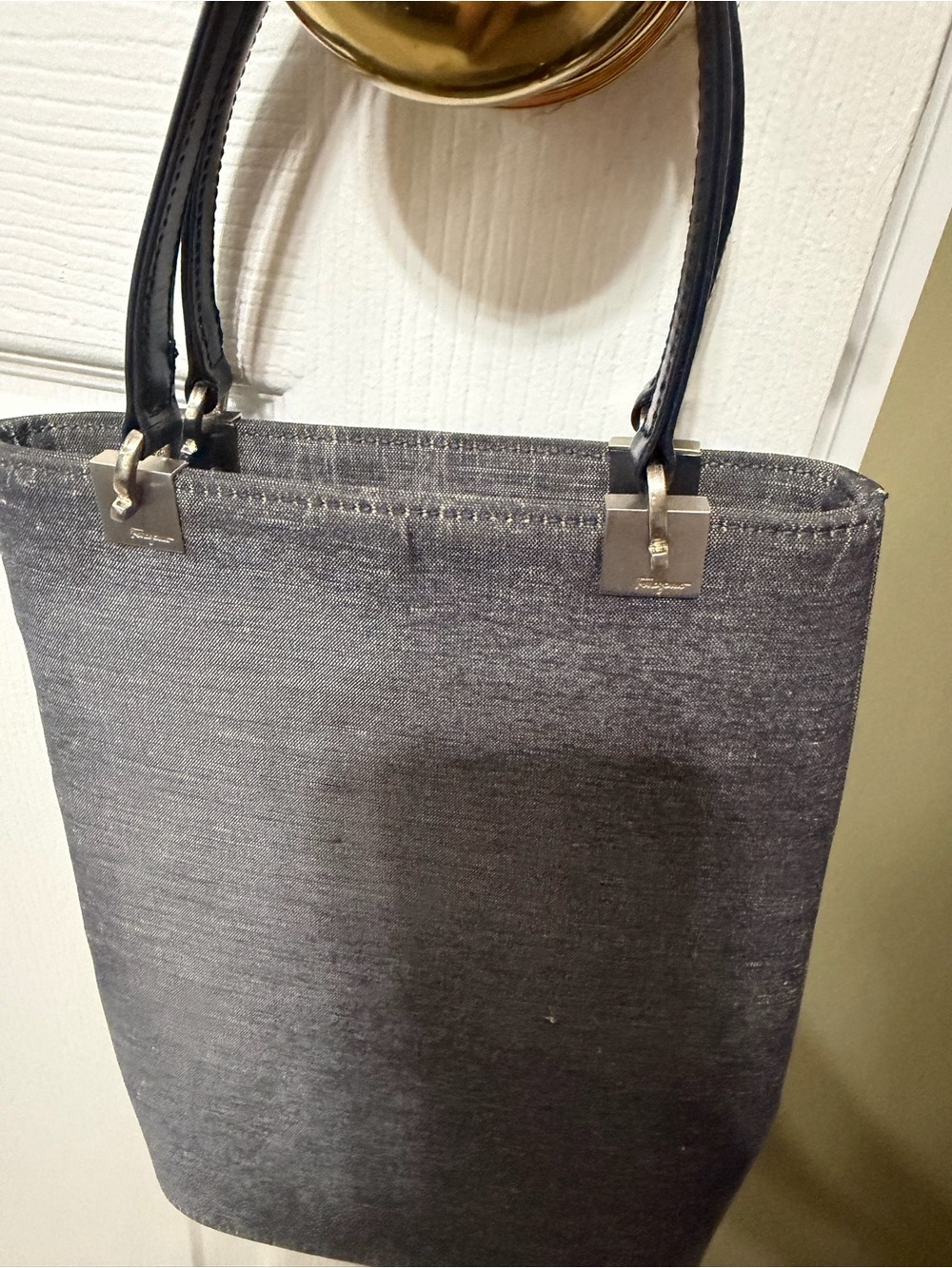 Salvatore Ferragamo vintage metallic canvas north south tote bag AU-210158 - Picture 15 of 16